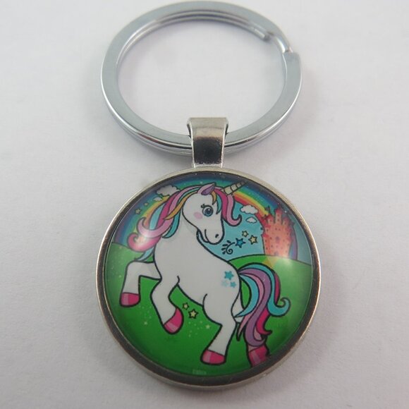 Unicorn Keychain Rainbow Unicorn Charm Key Ring Gift for Girl or Woman Fantasy - Picture 1 of 4